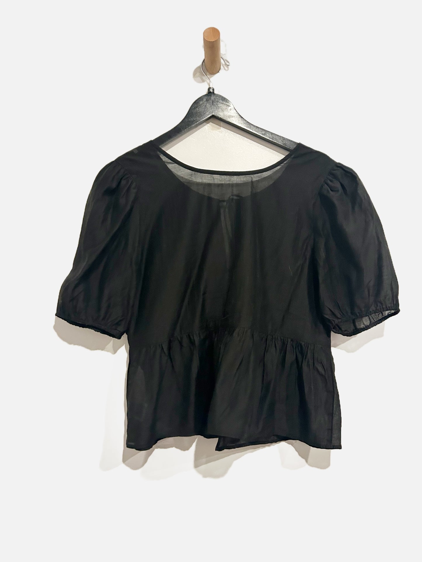 American Eagle Black Tie Front Blouse - Medium