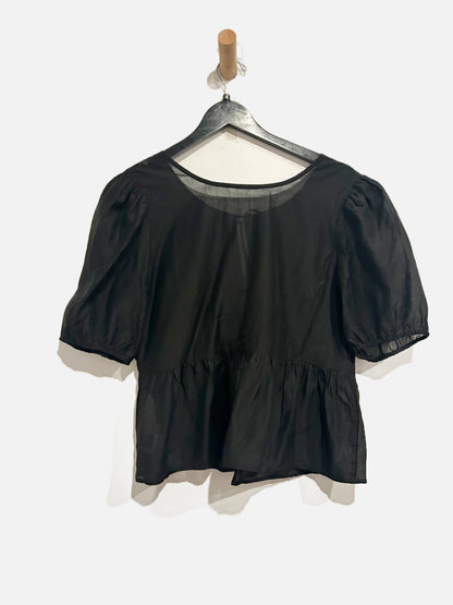 American Eagle Black Tie Front Blouse - Medium