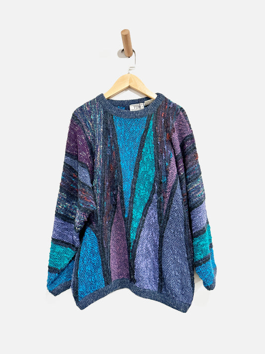 TJW Purple/Blue/Green Vintage Sweater - Medium