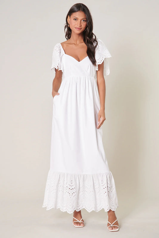 Sugar Lips White Eyelet Midi Dress - XS