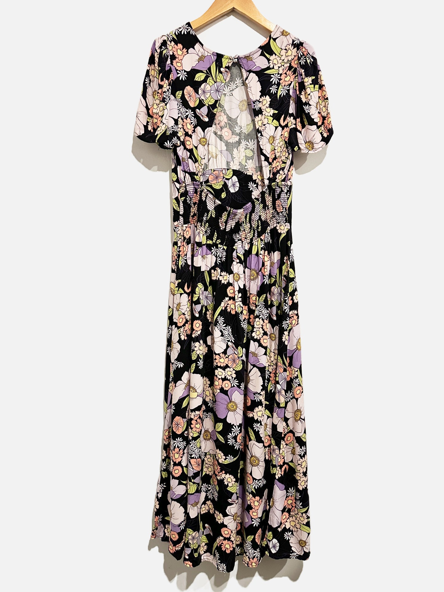 AFRM Jamie Print Open Back Short Sleeve Dress - Small