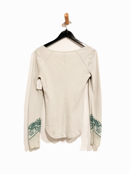 Free People Bandana Cuff Thermal Top in Mint - Medium