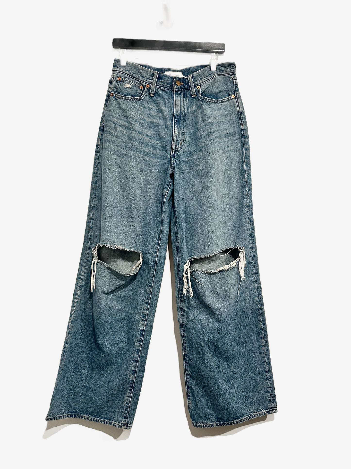 Madewell Superwide-Leg Jeans in Amcliffe Wash: Knee-Rip Edition - 29