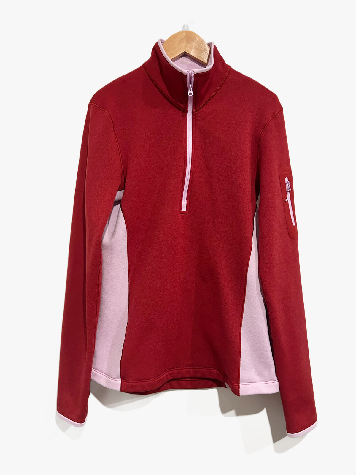 Arcteryx Rho Heavyweight Zip Neck in Bordeaux/Storm Glow