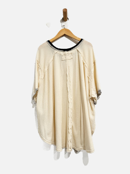 Free People White Waffle Knit SS Top - M/L