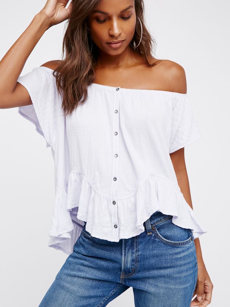 Free People White SS Button Down Blouse - XS