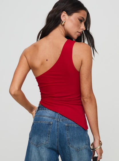 Princess Polly Machiatto One Shoulder Top in Red - 8