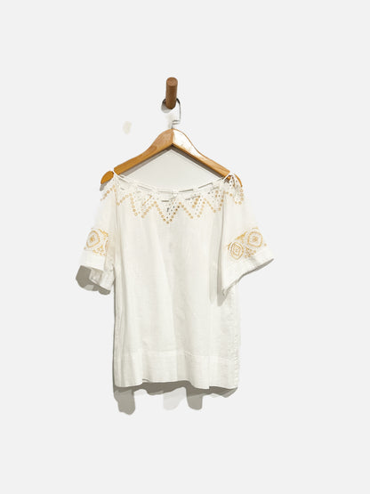Madewell White Linen Embroidered Tank - XXS