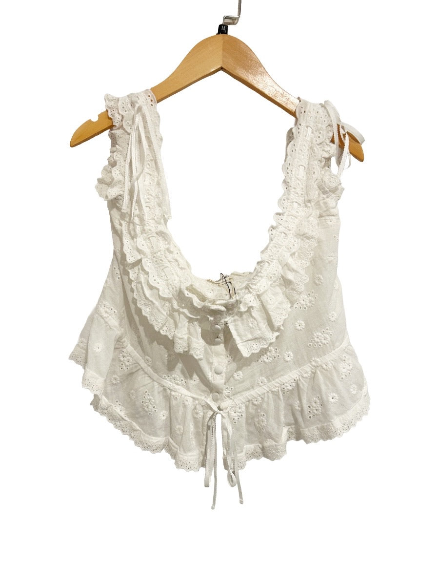 For Love & Lemons Marlowe Top in White - Medium