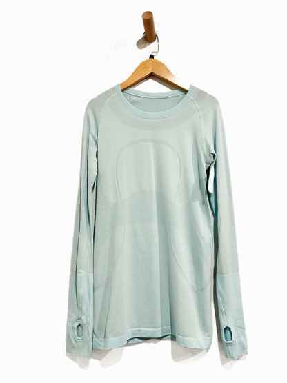 Lululemon Swiftly Tech Long Sleeve Crew Blue in Heathered Sea Mist - 6