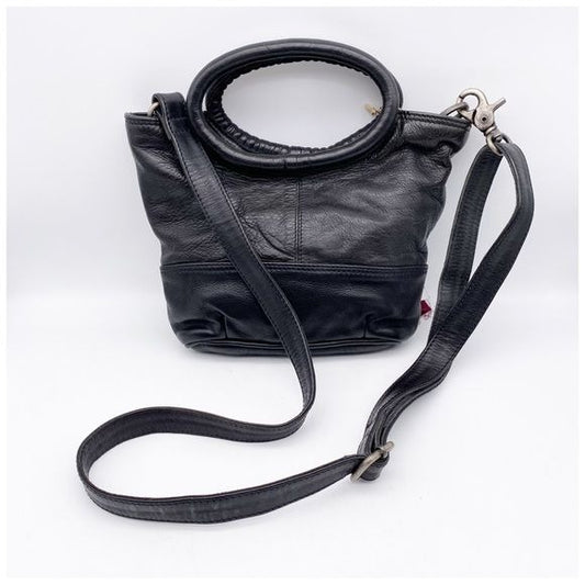 R.P.S. Black Leather Crossbody Bag