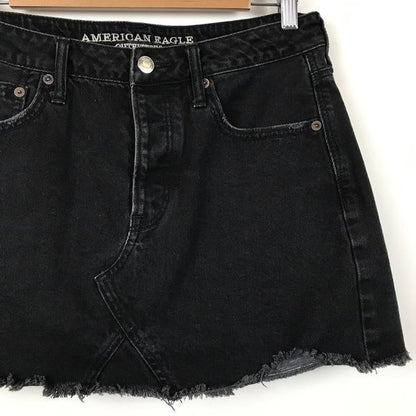 American Eagle Hi-Rise Festival Mini Skirt in Washed Black Size 8