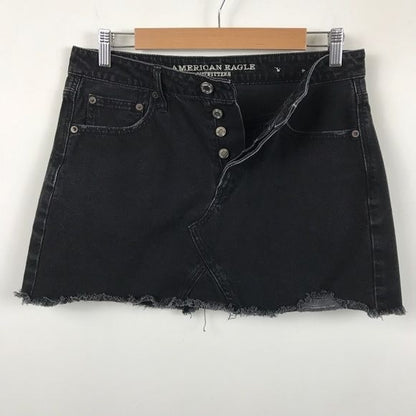 American Eagle Hi-Rise Festival Mini Skirt in Washed Black Size 8