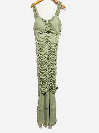 Chartou Green Ruched Maxi Dress - Medium