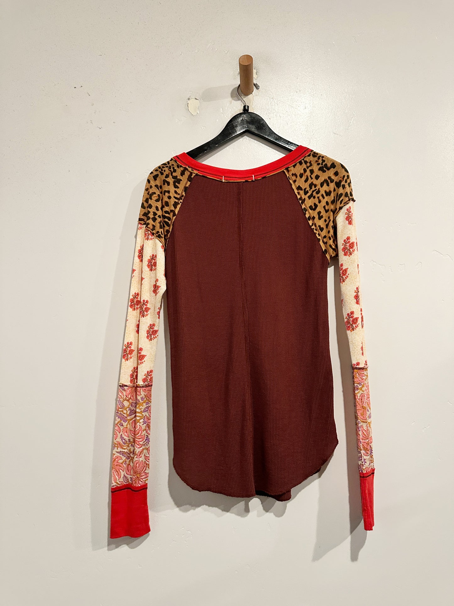 Free People NWT Bright Side Burgundy Waffle Knit Top - Large