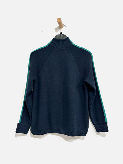 Marine Layer Retro Navy Stripe Quarter Zip Sweater - Small