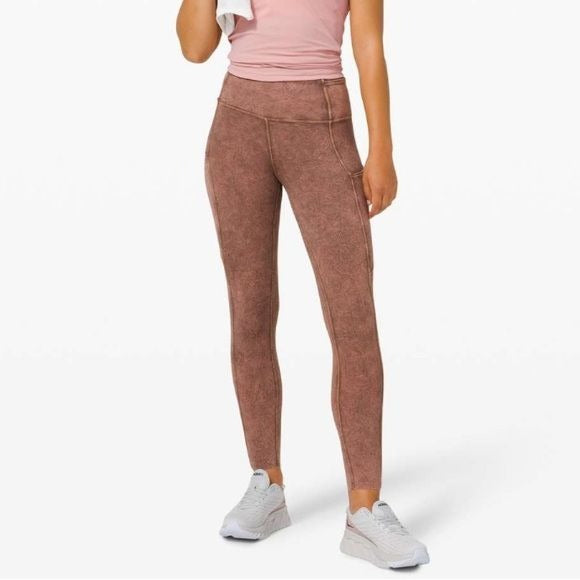 Lululemon Fast and Free Tight II 25" Ice Wash Brown Earth Size 4