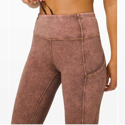 Lululemon Fast and Free Tight II 25" Ice Wash Brown Earth Size 4