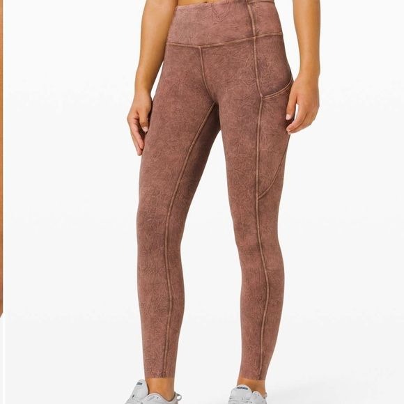 Lululemon Fast and Free Tight II 25" Ice Wash Brown Earth Size 4