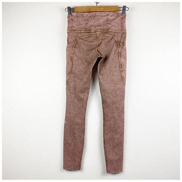Lululemon Fast and Free Tight II 25" Ice Wash Brown Earth Size 4