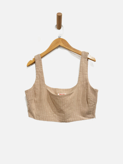 Showpo. Tan and White Stripe Skirt and Crop Top Set - 6