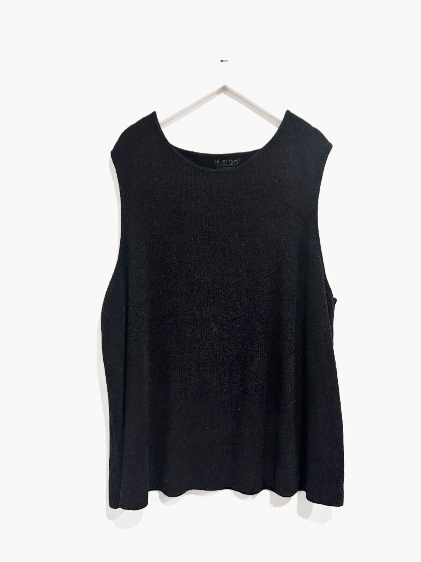 Barefoot Dreams CozyChic Ultra Lite Ribbed Tank in Black - 3X