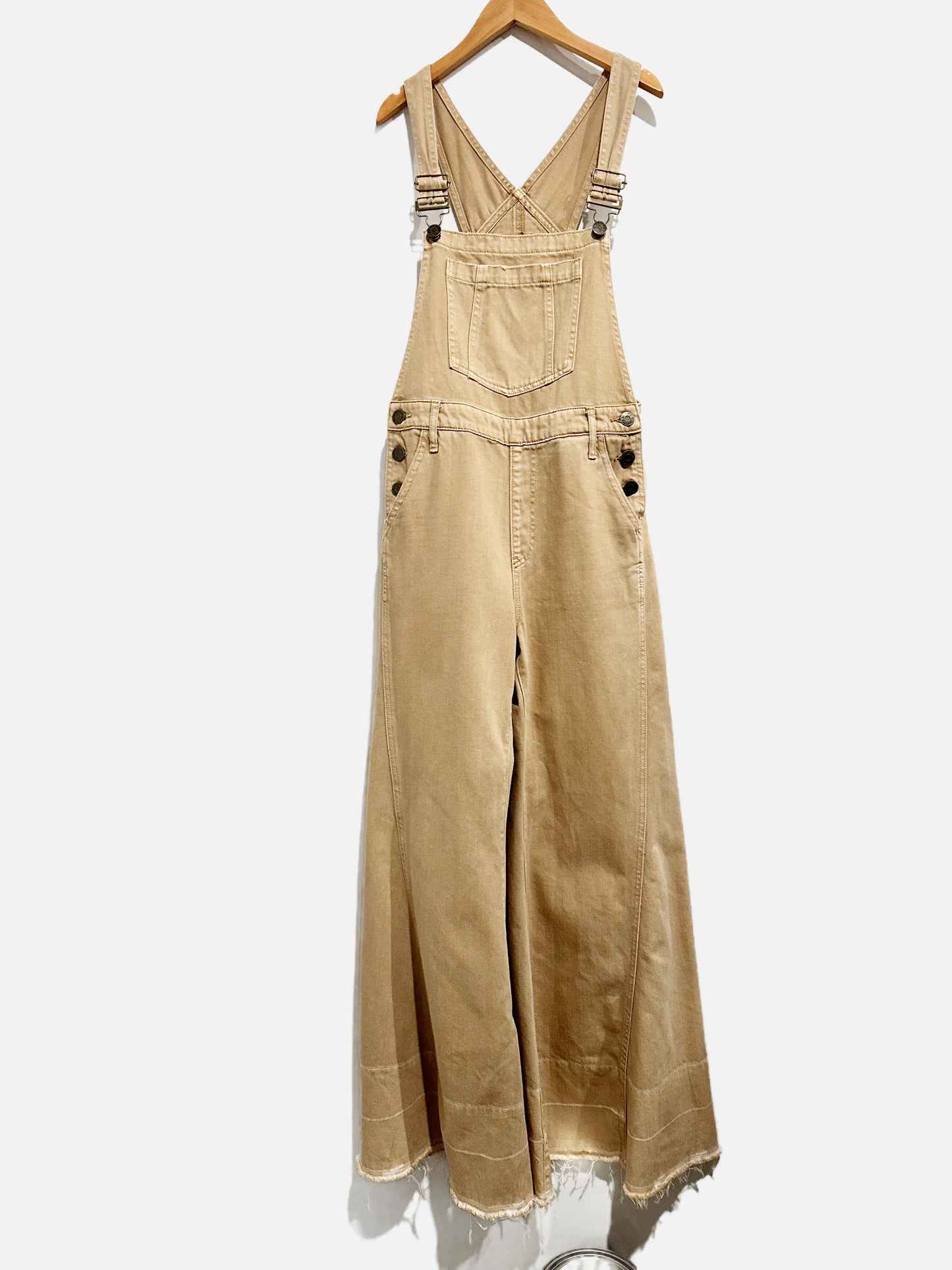 Show Me Your Mumu San Fran Tan Bell Bottom Overalls - Medium