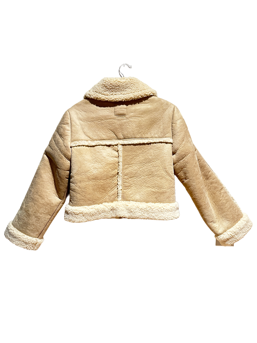 Abercrombie & Fitch Vegan Suede Shearling Coat - Medium