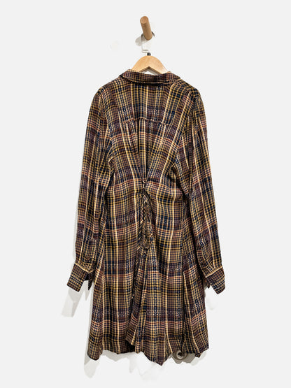 Anthropologie Plaid Button Front Dress - Large