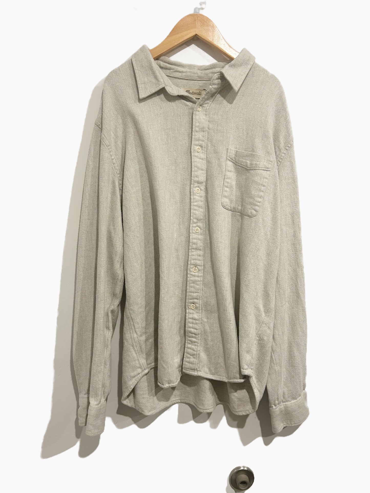 Madewell Men’s Flannel Sunday Shirt in Snow Heather - XL