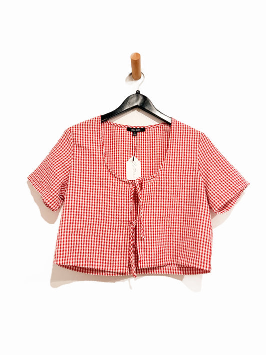 New Look Red Gingham Tie Top - Medium