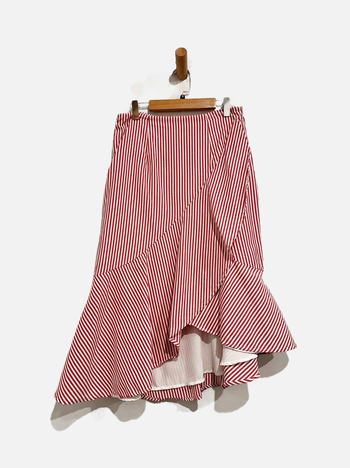 $$ WAYF Red and White Midi Skirt - Small