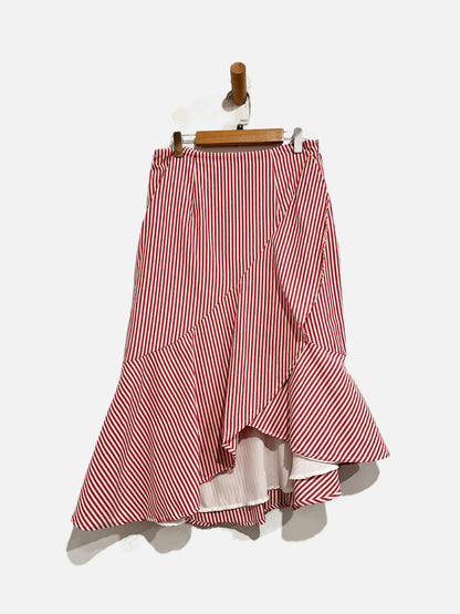 $$ WAYF Red and White Midi Skirt - Small
