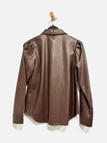 Kut Henrietta Chocolate Vegan Leather Shacket - XS