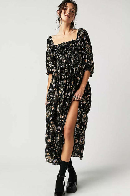 Free People Black Floral Maxi Dress - Small