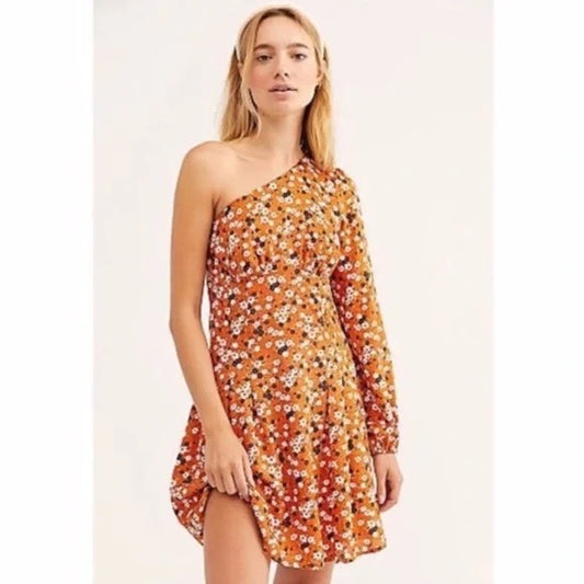 Free People Orange One Shoulder Mini Dress - 4