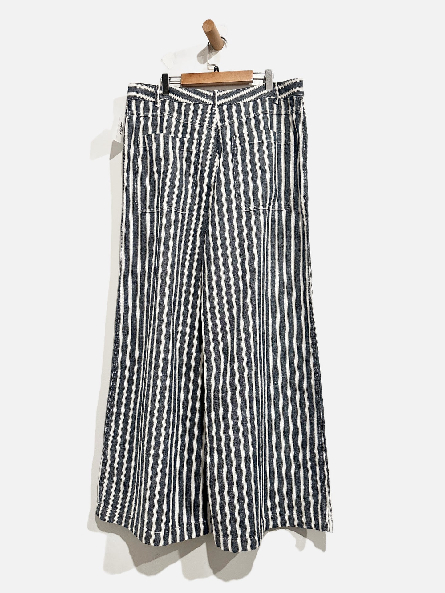 Madewell Blue and White Stripe the Zoe Relaxed Wide Leg Pants - 12