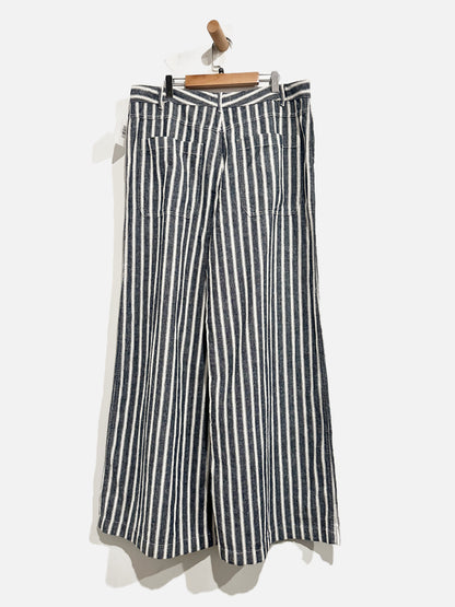 Madewell Blue and White Stripe the Zoe Relaxed Wide Leg Pants - 12