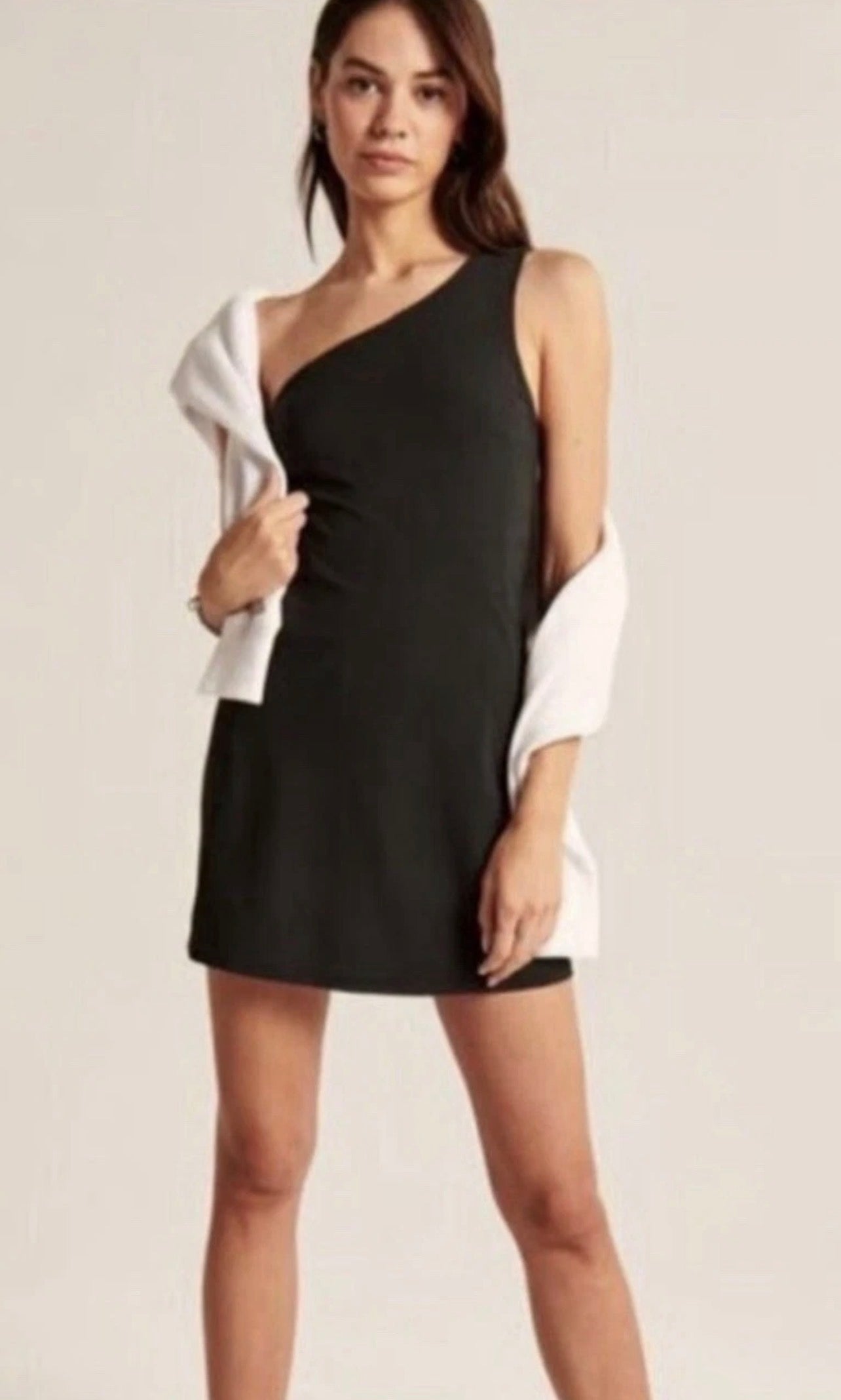 Abercrombie & Fitch The Traveler One Shoulder Athletic Mini Skort Dress in Black - Large