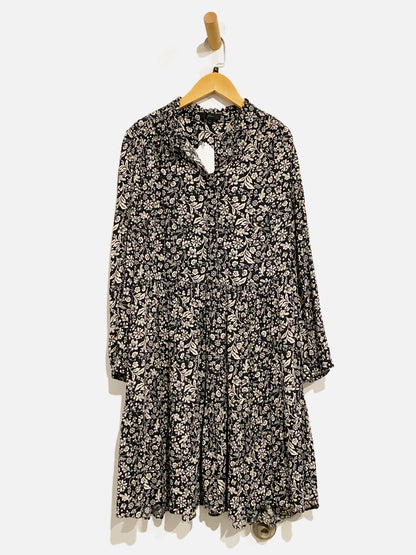 J.Crew Black Floral Mini Dress - Large