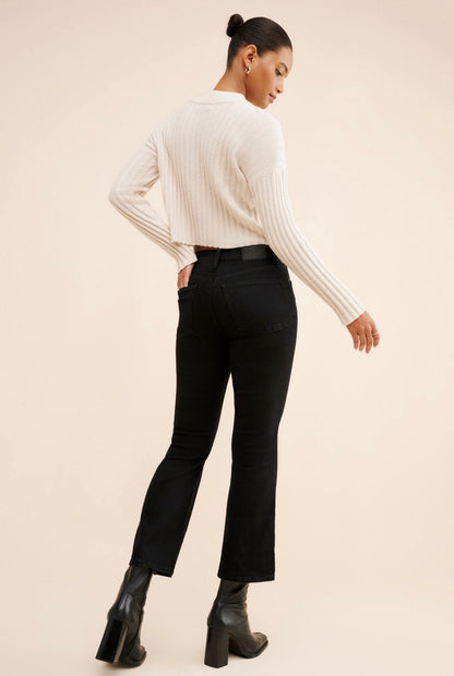 Madewell Black Mid-Rise Kickout Crop Jeans - 33
