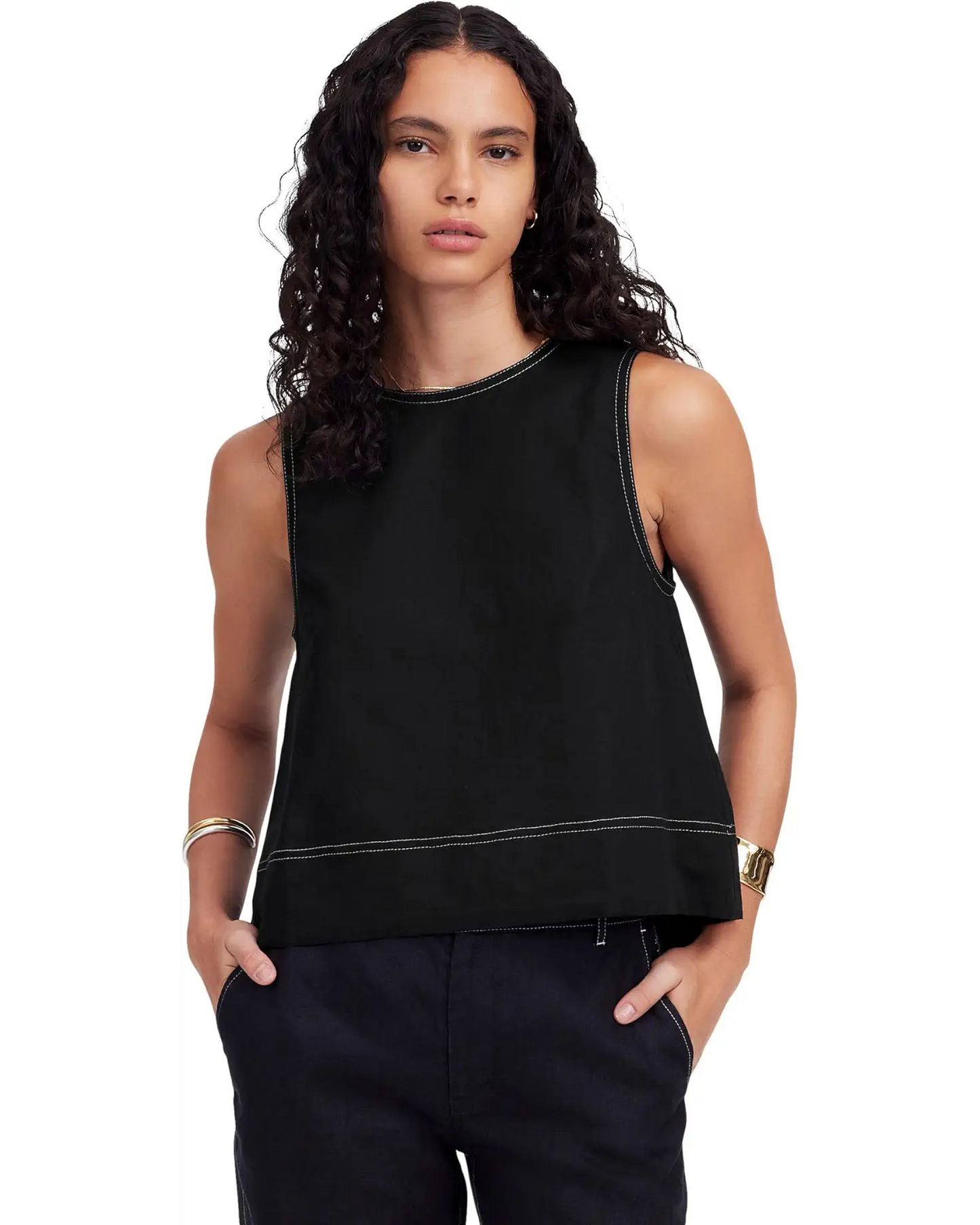 Madewell Black Linen Shell Tank