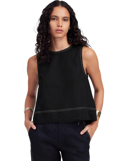 Madewell Black Linen Shell Tank