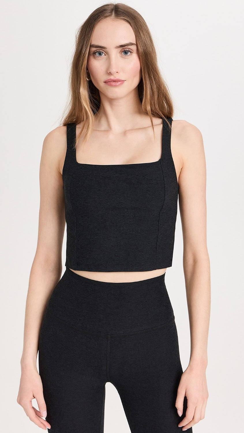 Beyond Yoga Spacedye Impress Cropped Tank in Darkest Night - Large