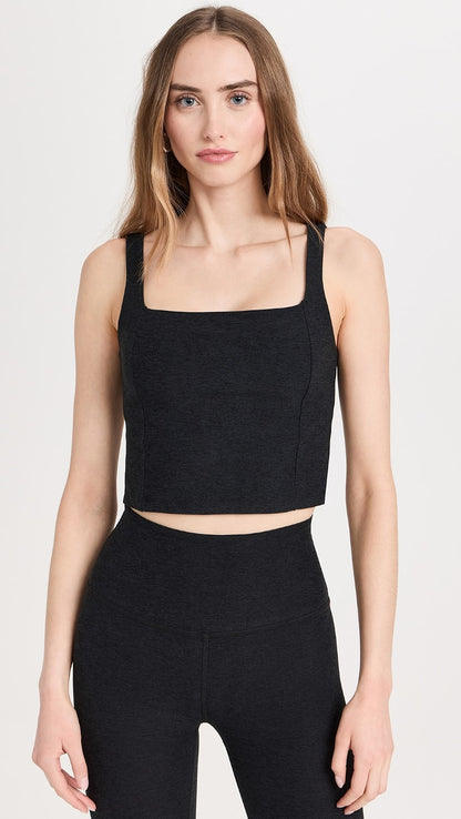 Beyond Yoga Spacedye Impress Cropped Tank in Darkest Night - Large