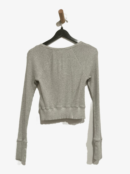 Aerie Offline Grey Waffle Knit Long Sleeve - Small