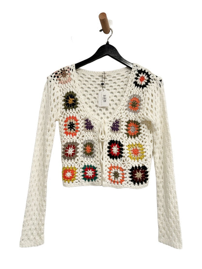 Debut Granny Square Tie Front Cardigan - XS