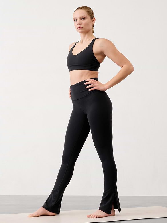 Athleta NWT Elation Split Slim Flare Pants in Black - Large