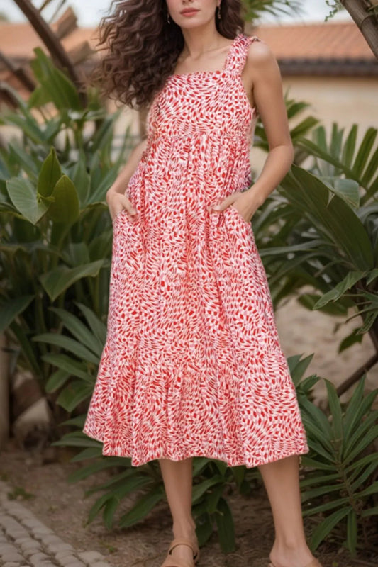 Keriella Red and Pink Midi Tank Dress - Large
