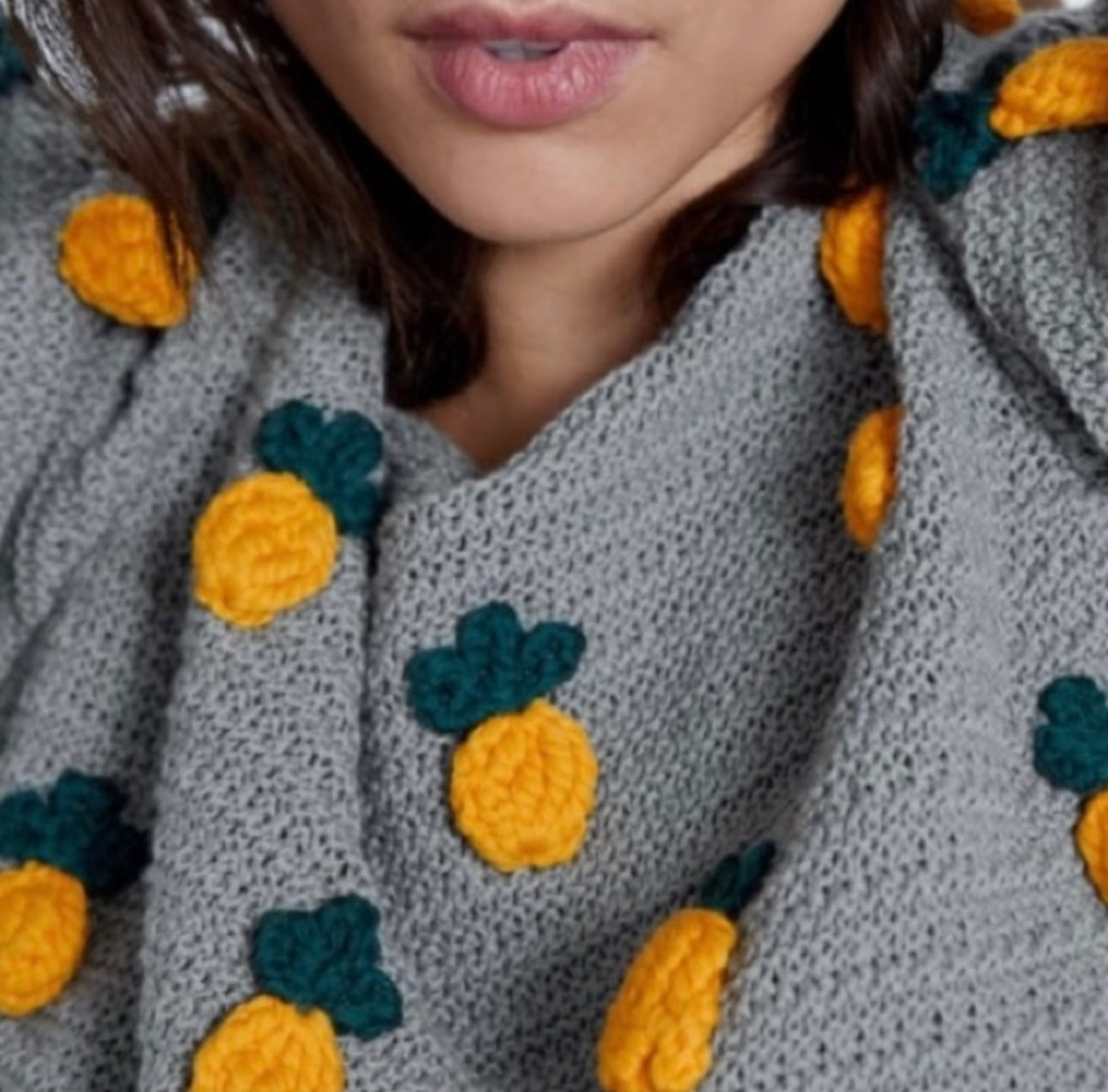 Zara Pineapple Short Sleeve Sweater- Small